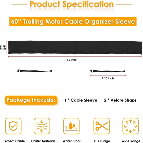 Marine Troll Jacket Trolling Motor Cable Organizer Sleeve 60" Wire Wrap Cover √ - Picture 5 of 13