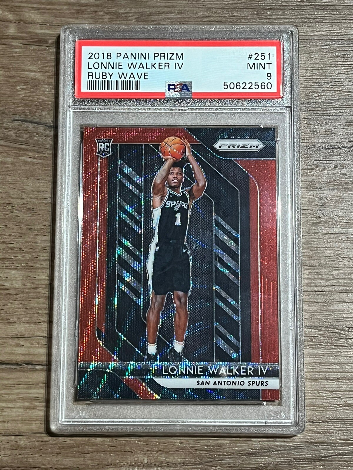 2018-19 Panini Prizm - Ruby Wave Prizm #251 Lonnie Walker IV (RC) PSA 9