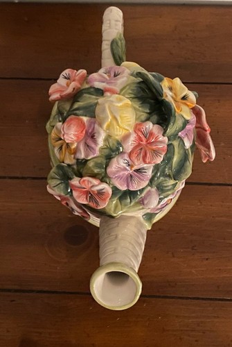 Rare Beautiful Time To Celebrate Dept 56 Pansy Teapot Mint In Box Old Stock - Picture 7 of 16