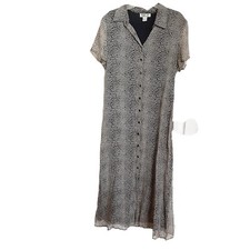 Vintage 90's Robbie Bee 100% Silk Dress Size 12, Silk Lined, Button Maxi Leopard