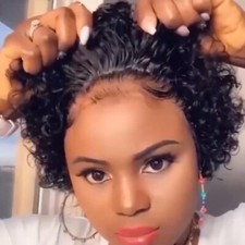 Short Pixie Cut Afro Curly Wig Black Synthetic Hair Wigs Daily Heat Fiber USA