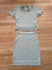 Light Green 1970s Skirt And Blouse Set