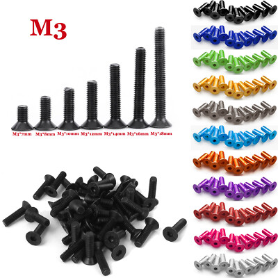 Hex Socket Bolts Countersunk Flat Head Screws M2,M3,M4,M5,M6 Aluminum Alloy LOT