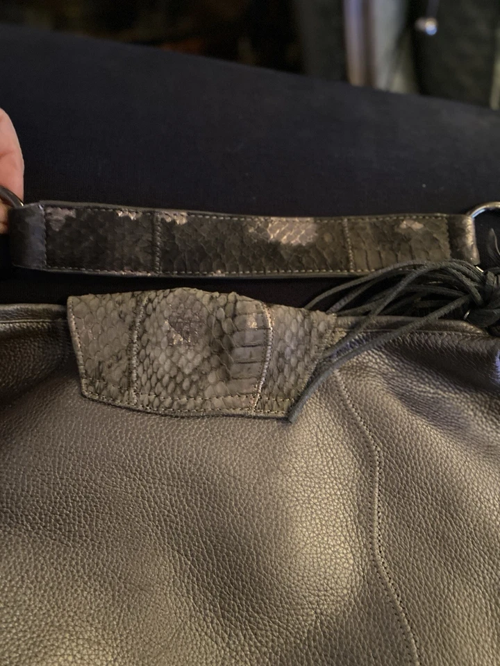 Bolso Hobo Chi By Falchi Para Mujer Cuero Gris Y Piel de Serpiente Cuero Bolso de Hombro Foto 3 de 4
