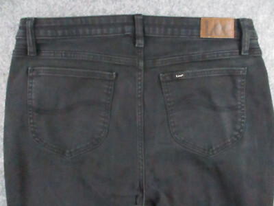 Lee Jeans Womens 14P PETITE Black Denim Regular Bootcut Mid Rise Retro 33x28