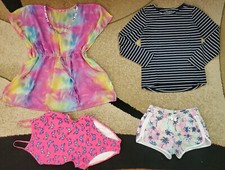 Lot of 4 Big Girl Clother Long Sleeve Top/Shorts/Swimsuit/Cover-up Sz 10-12 y.o.