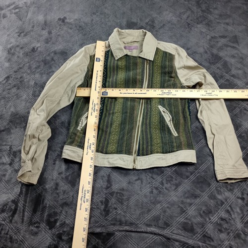Harper Jacket Womens Sz M Moto Asymetrical Zip Aztec Embroidered 100% Cotton - Picture 6 of 14
