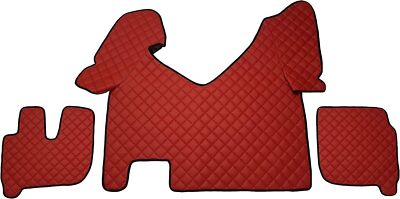 Tuck Floor Mats for IVECO Stralis HI-WAY Automatic Left Hand Eco Leather in Red