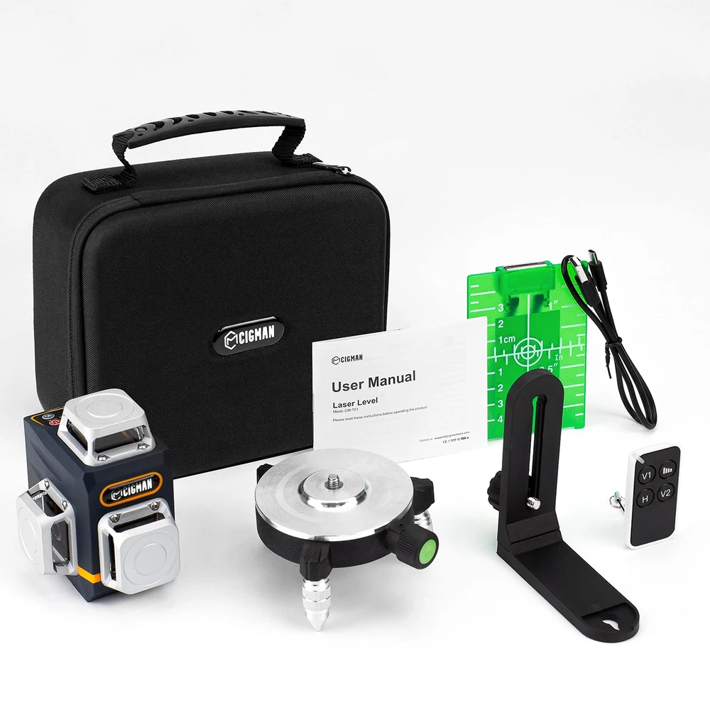 Laser Level Self Leveling 3x360° 3D Green Cross Line for Construction and Pic...
