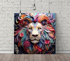 COLOURFUL ABSTRACT LION DECOR CANVAS WALL ART FLOAT EFFECT/FRAME/POSTER PRINT