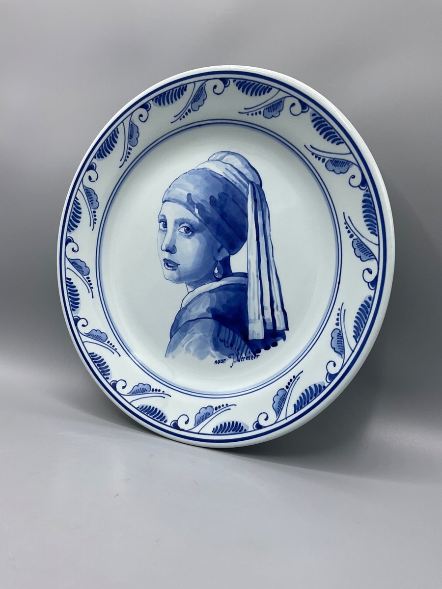Delftware 真珠の耳飾りの少女 プレート Royal Delft Blue & White Plate Girl with a Pearl Earring J