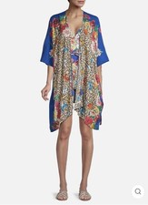 NWT Johnny Was Colrfl Butterfly Mayflower Short Kimono Kaftan Dress CoverUp L XL