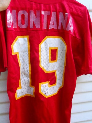 KANSAS CITY CHIEFS JOE MONTANA #19 FOOTBALL JERSEY SZ MEN'S LRG BY WILSON  AS IS - Main Image