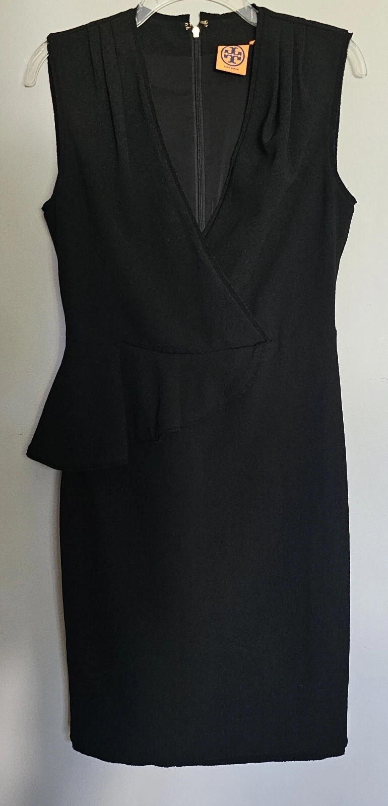 Abito Tory Burch nero donna taglia 6 LBD peplo senza maniche nero crepe designer