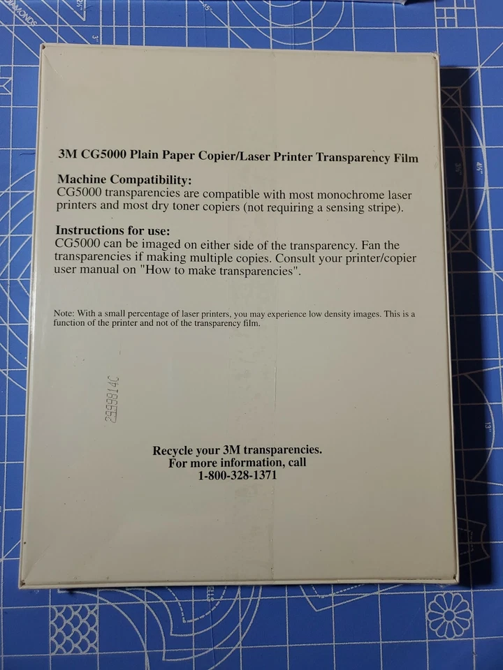 3M Transparency Film CG5000 for Laser Printers & Copiers 50 Sheets New Sealed - Image 2 of 2