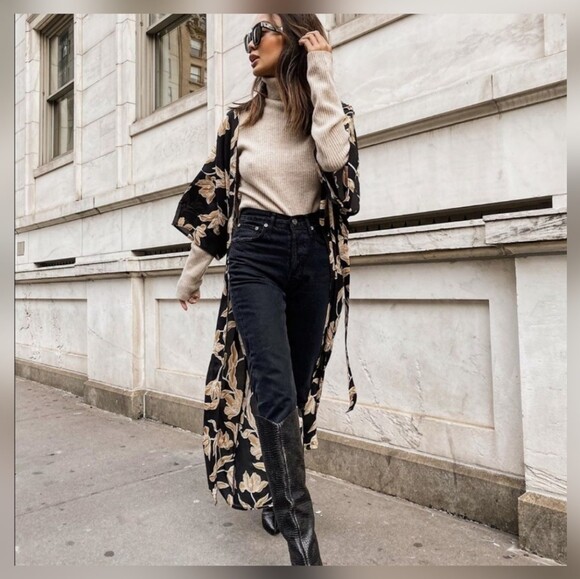 Maison Du Soir Kimono Women S/M 0-8 Selena Black … - image 4