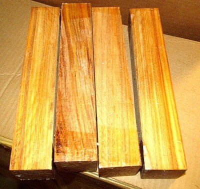 4 BEAUTIFUL EXOTIC CANARYWOOD TURNING BLANK LATHE TURNING BLOCK 2'' X 2'' X 12''