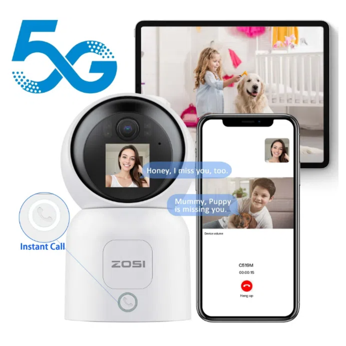 ZOSI WiFi 4MP C519M Security Camera 360° Baby Monitor Way Video Human  Detect
