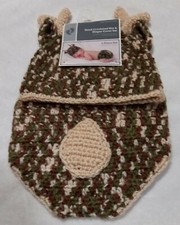 Baby Hand Crocheted Hat, Diaper Cover Set Deer Camo 0-9 Months NEW