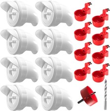 Chicken Feeder No Waste Automatic Poultry Ports White and Red