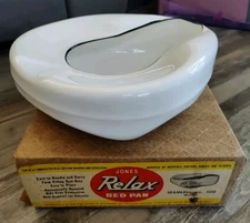 VINTAGE PORCELAIN ENAMEL JONES RELAX BED PAN Seamless No. 500 White