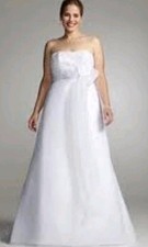 David's Bridal White A-Line Wedding Dress with Beads Size 18W