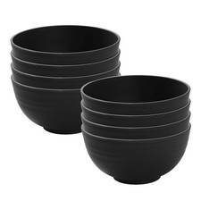 Wheat Straw Bowls Set 8 Black 26oz Unbreakable Microwave Dishwasher Safe Camping