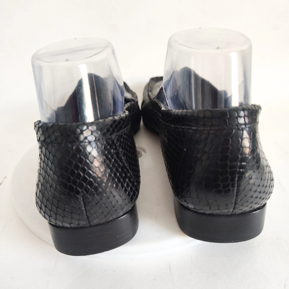 Y2K 90 年代 Enzo Angiolini 乐福鞋 8 码蛇皮皮革平底方头懒人鞋 — 第 3/4 张图片