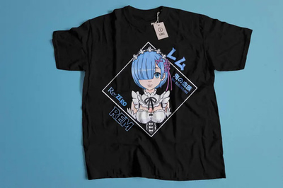 #ad Anime Re Zero Emilia Ram Subaru T Shirt Size S 5Xl BLACK Size S 5XL $17.00