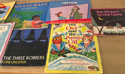 8 paperback books,  Owl and the Pussy-Cat Edward Lear, Oliver and Company plus 6