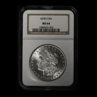 1878-S $1 Morgan Silver Dollar NGC MS 64 - Free Shipping USA