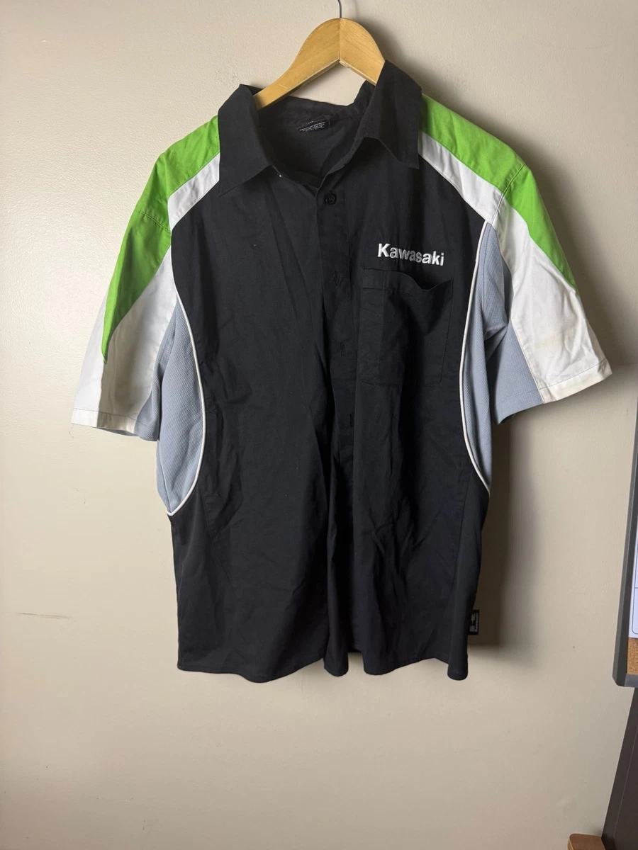 Kawasaki Polyester Short Sleeve Casual Button-Down Shirts for Men
