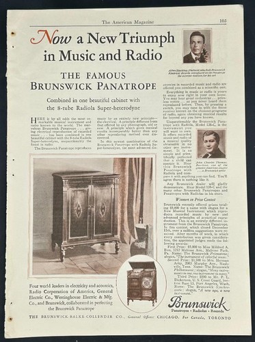 Magazine Ad - 1927 - Brunswick Phonographs - The Panatrope