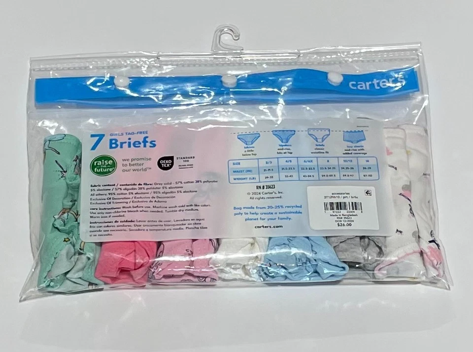 Carters Niña 7 Pack Ropa Interior Bailarina 6-6x Foto 3 de 3