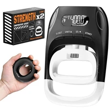 Grip Strength Tester & Trainer 2-in-1 Combo Set-Digital Hand Dynamometer with...