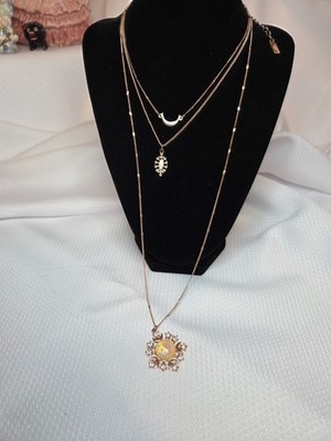 American Eagle Outfitters Triple Rose Gold Chain With Simulated Opals, Celestial