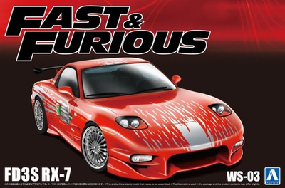 #ad Aoshima WS 03 1 24 Scale Model Sports Car Kit Fast amp; Furious Mazda FD3S RX 7 $31.90
