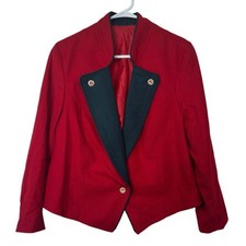 Pendleton Women  s Blazer  Skirt Set 100 Wool Red Green Christmas Holiday