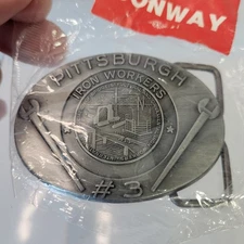 Vintage Iron Workers Union Belt Buckle Local #3 Pittsburgh PA NEW Sealed  RARE