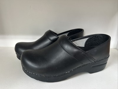 Dansko Black Leather Comfort Professional Clogs Shoes, Sz 6.5-7 EU 37