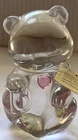 Fenton Clear October Birthstone  Art Glass Pink Heart Bear Figurine 9cm