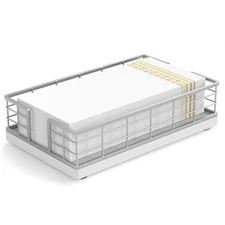 Wican Guest Towel Holder Tray for Bathroom Oak and Iron Napkins Holder for Po...