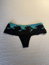 Victoria's Secret NWT VINTAGE Medium teal  black sheer - lace cheeky