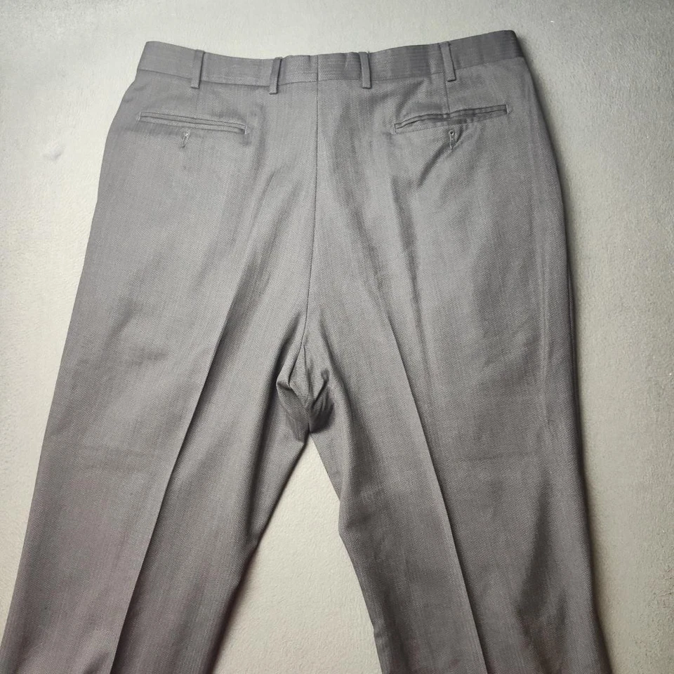 Pantalones de vestir Zanella Bennett para hombre 38x28 gris lana espiga plisado puño pantalones Foto 4 de 4