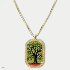 Gorgeous Colorful Tree of Life Pendant Necklace Chain Photo Dog Tag Chain Gift D