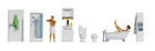 NOCH 16289 HO Scale Themed Figure And Accessory Set: In The Bathroom