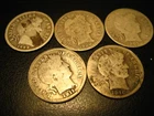5 Different 90% Silver Barber Dimes ^^^^^