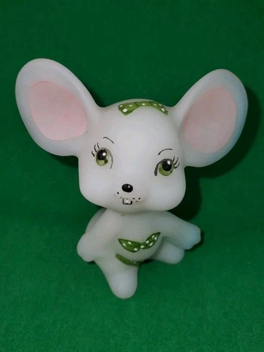 Fenton Glass Green Bikini Mouse figurine Hand Painted by Marilyn Wagner