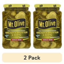  2 pack Mt. Olive Old Fashion Sweet Bread  Butter Pickle Chips, 24 fl oz jar
