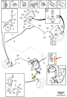 VOLVO XC40 Bremsleitung vorne links LHD 32302666 NEU ORIGINAL - Bild 1 von 2